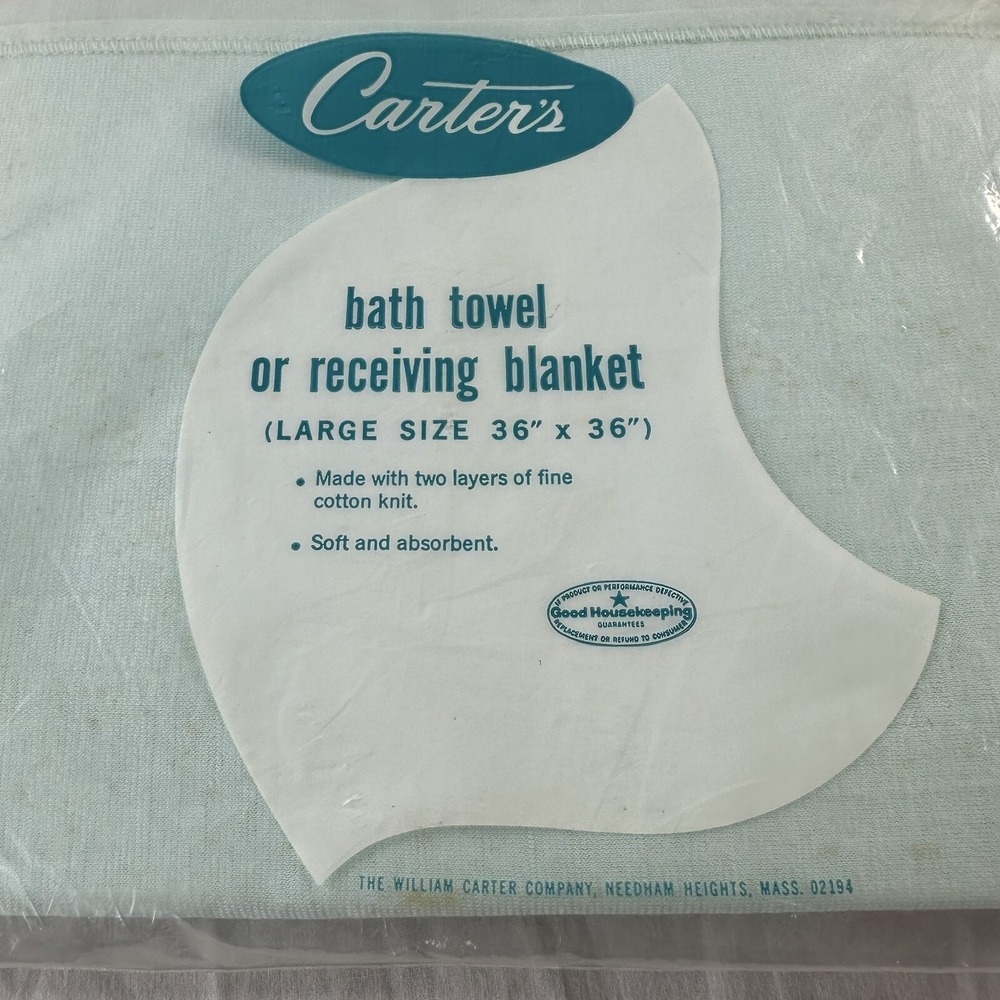NEW Carters Vtg Cotton Baby Blanket Or Bath Towel Green 36"x 36" Gender Neutral